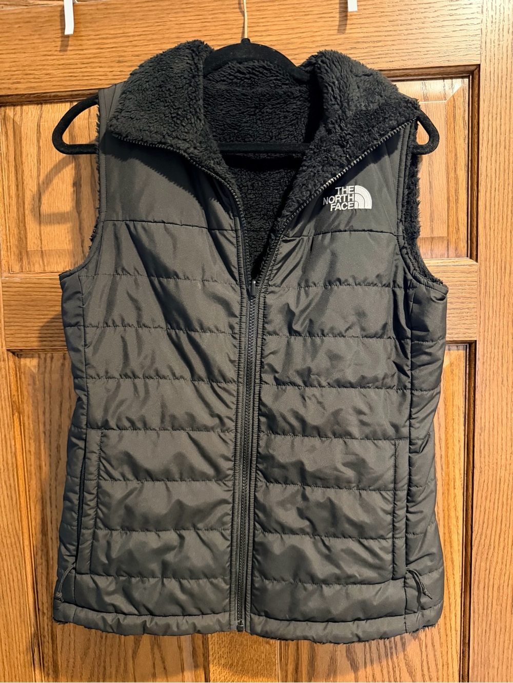 The North Face Reversible Gray Quilted Sherpa-Lined Vest